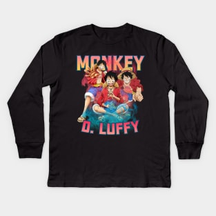 Bootleg Anime One Piece Monkey D. Luffy Kids Long Sleeve T-Shirt